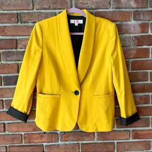 9&Co. Suit Separates Mustard Yellow 1 button Blazer with Pockets Size 10
